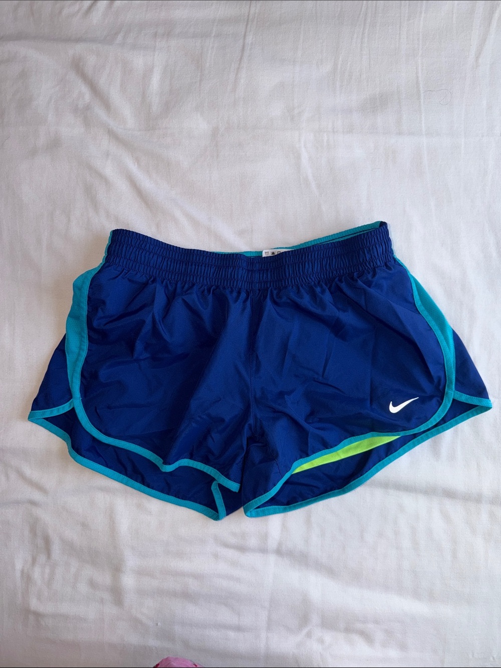 Nike Women's Royal Blue Running Shorts with Teal Trim